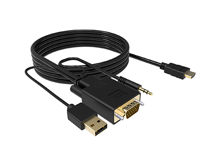 FondAV HDMI/M to VGA/M (ABS Shell) Converter Cable w/ USB Power & Audio